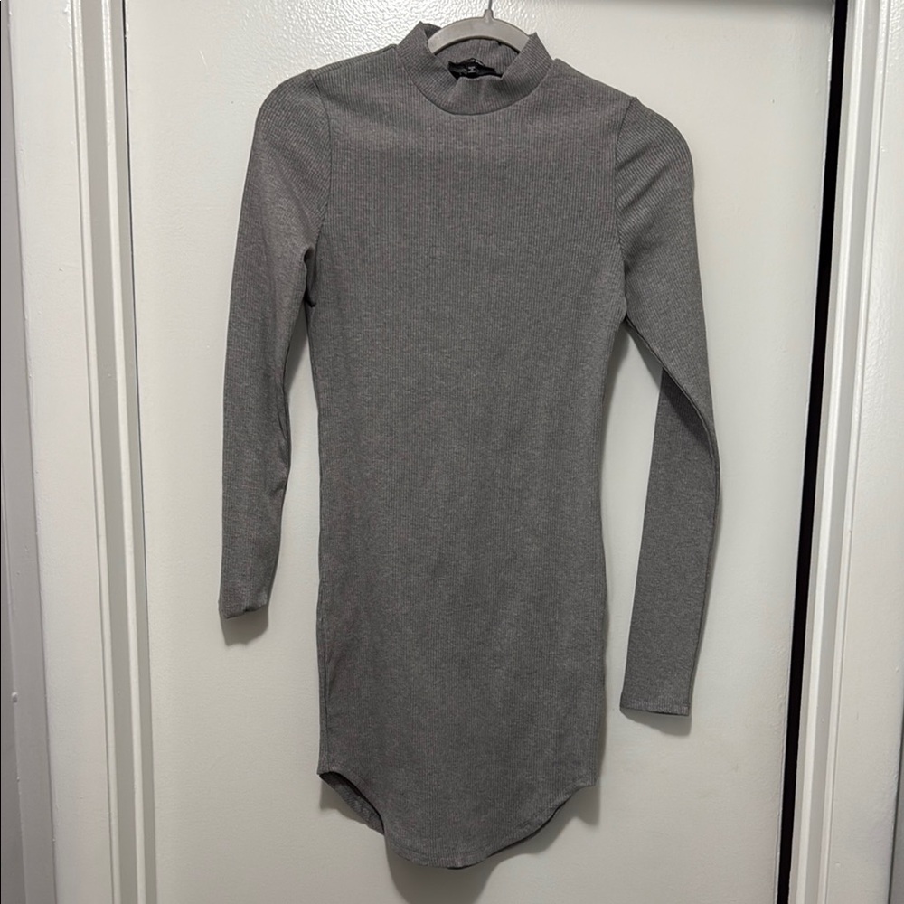 Fashion Nova Gray Sheath Mini Dress Mock Neck